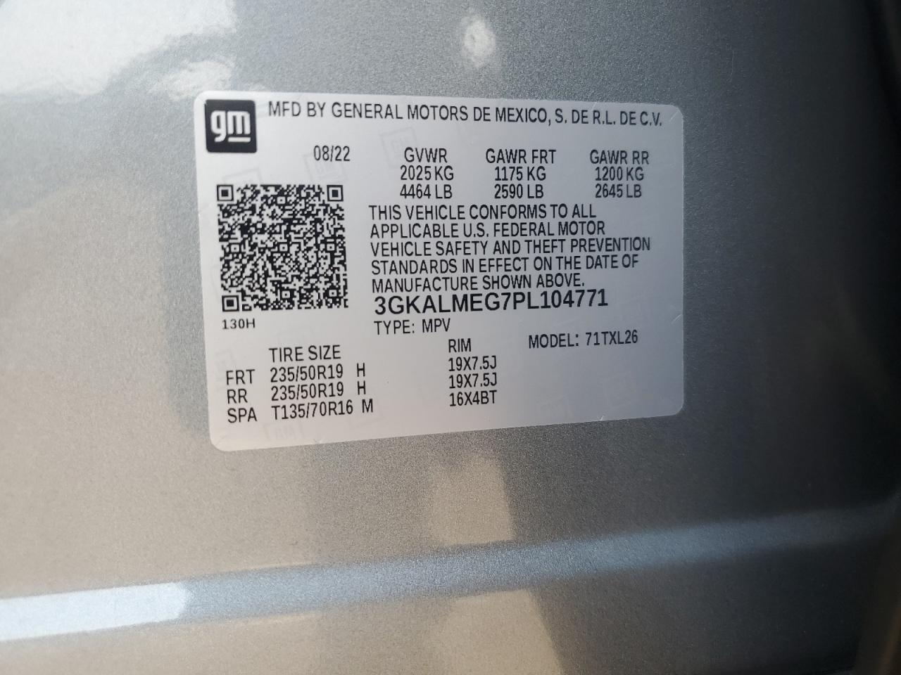 2023 GMC Terrain Sle VIN: 3GKALMEG7PL104771 Lot: 68168255