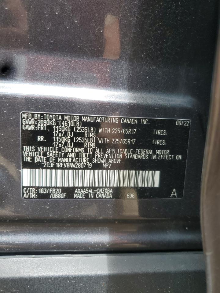 2022 Toyota Rav4 Le VIN: 2T3F1RFV8NW280719 Lot: 69599425