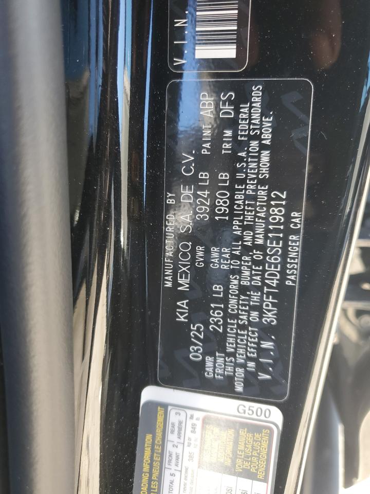 2025 Kia K4 Lx VIN: 3KPFT4DE6SE119812 Lot: 69851275