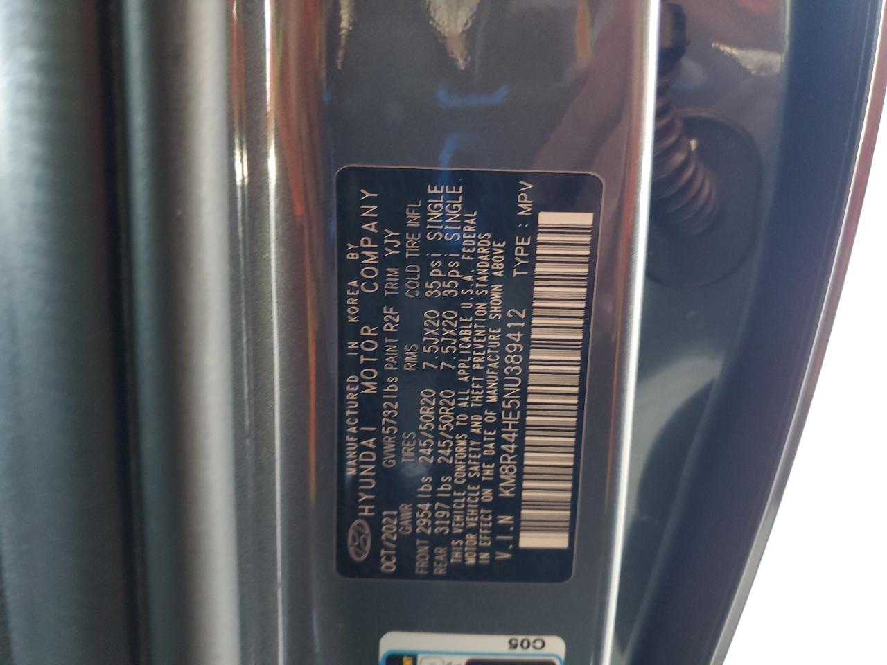 2022 Hyundai Palisade Sel VIN: KM8R44HE5NU389412 Lot: 69570395