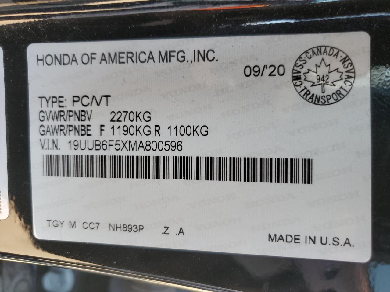 2021 Acura Tlx Tech A VIN: 19UUB6F5XMA800596 Lot: 69292235