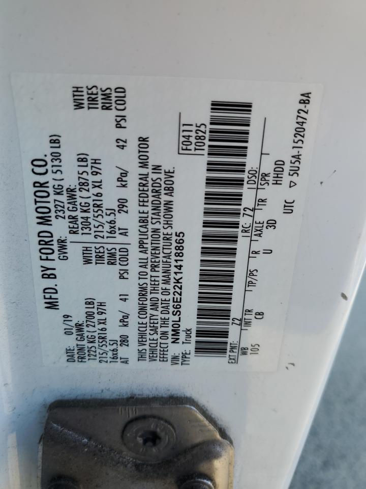 2019 Ford Transit Connect Xl VIN: NM0LS6E22K1418865 Lot: 65719295