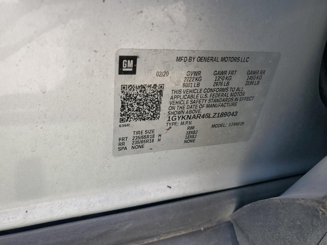 2020 Cadillac Xt5 Luxury VIN: 1GYKNAR46LZ189043 Lot: 70886715