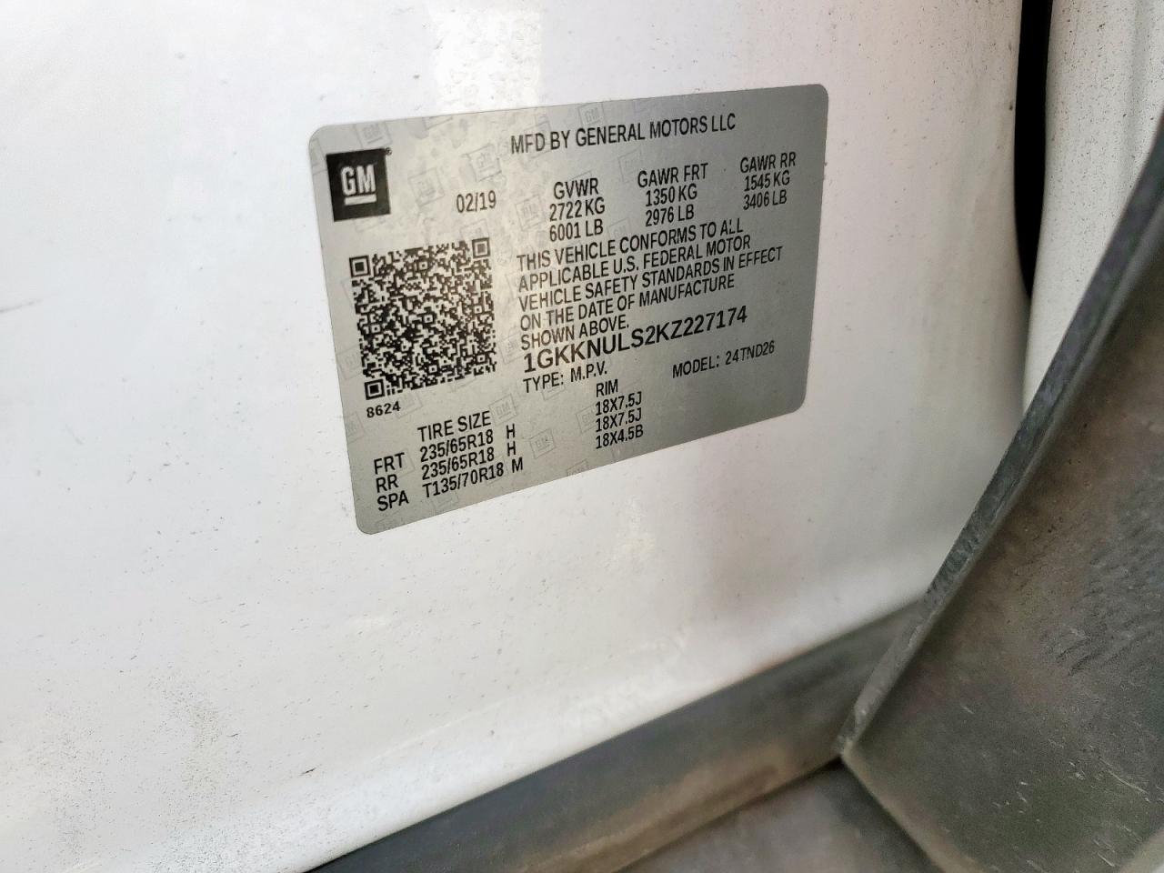 2019 GMC Acadia Slt-1 VIN: 1GKKNULS2KZ227174 Lot: 69206375