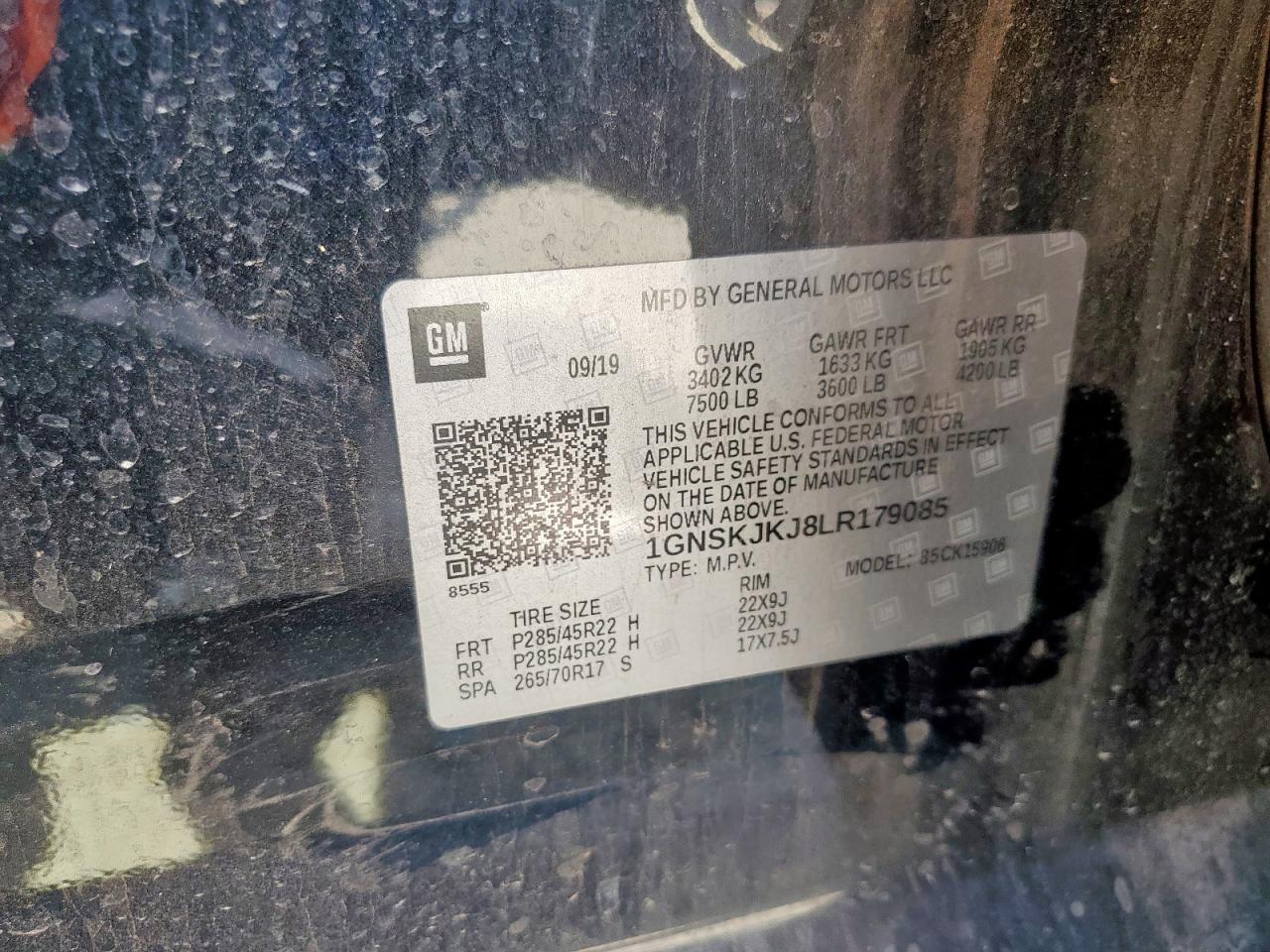 2020 Chevrolet Suburban K1500 Premier VIN: 1GNSKJKJ8LR179085 Lot: 69281265