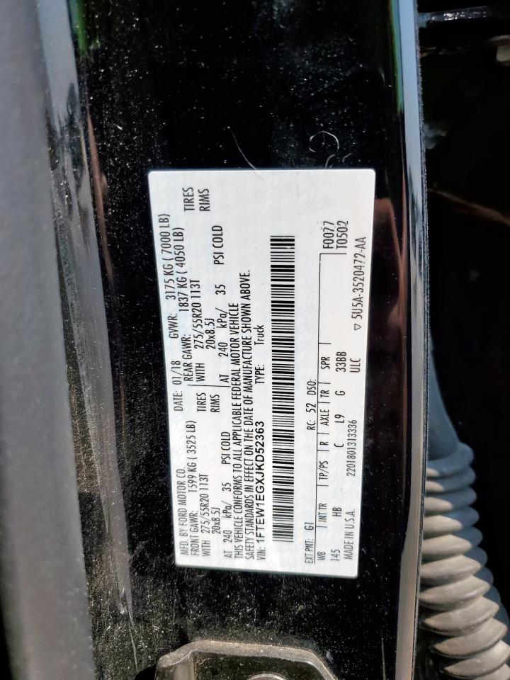 2018 Ford F150 Supercrew VIN: 1FTEW1EGXJKD52363 Lot: 70410785