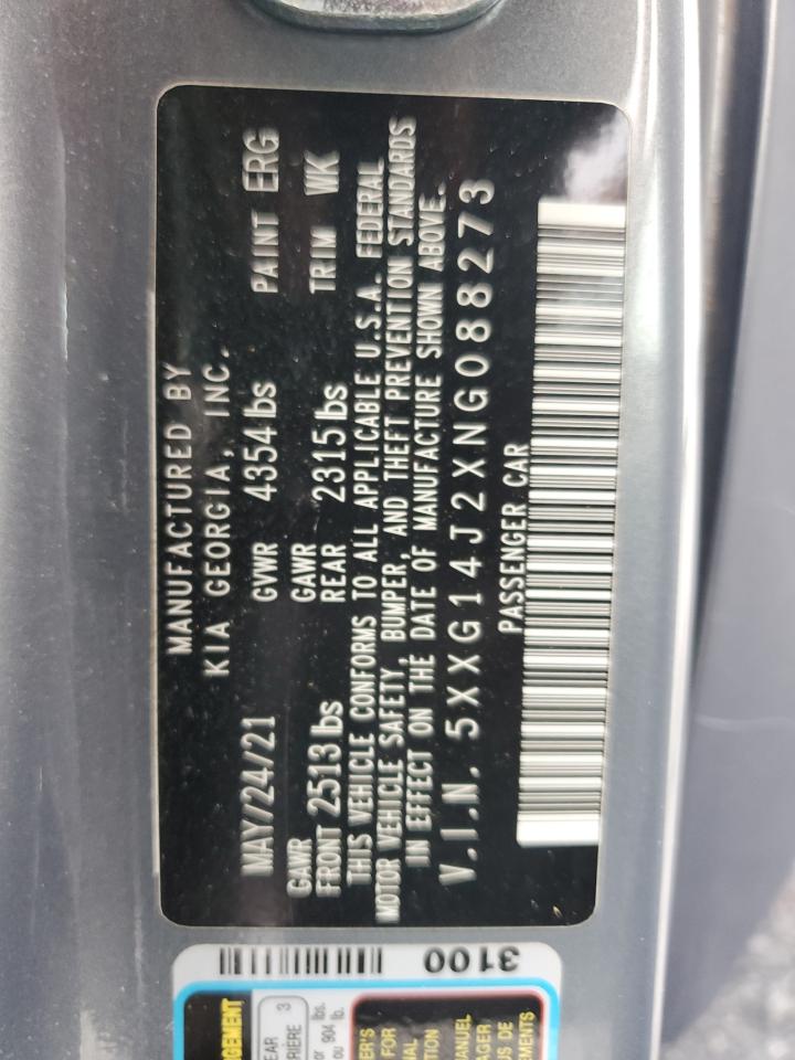 2022 Kia K5 Lxs VIN: 5XXG14J2XNG088273 Lot: 67454875