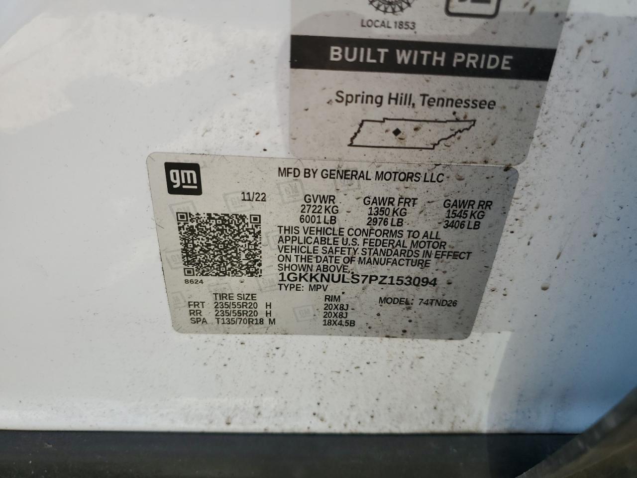 2023 GMC Acadia Slt VIN: 1GKKNULS7PZ153094 Lot: 68819515