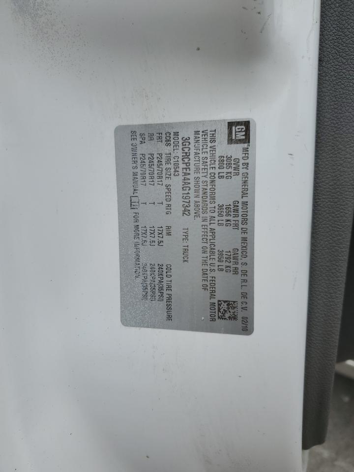 2010 Chevrolet Silverado C1500 VIN: 3GCRCPEA4AG197342 Lot: 69587035