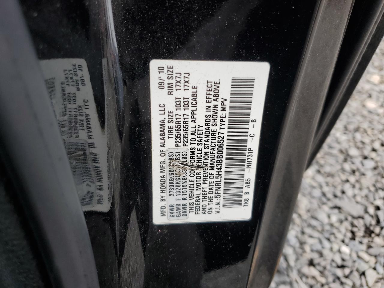 2011 Honda Odyssey Ex VIN: 5FNRL5H43BB006527 Lot: 68618645