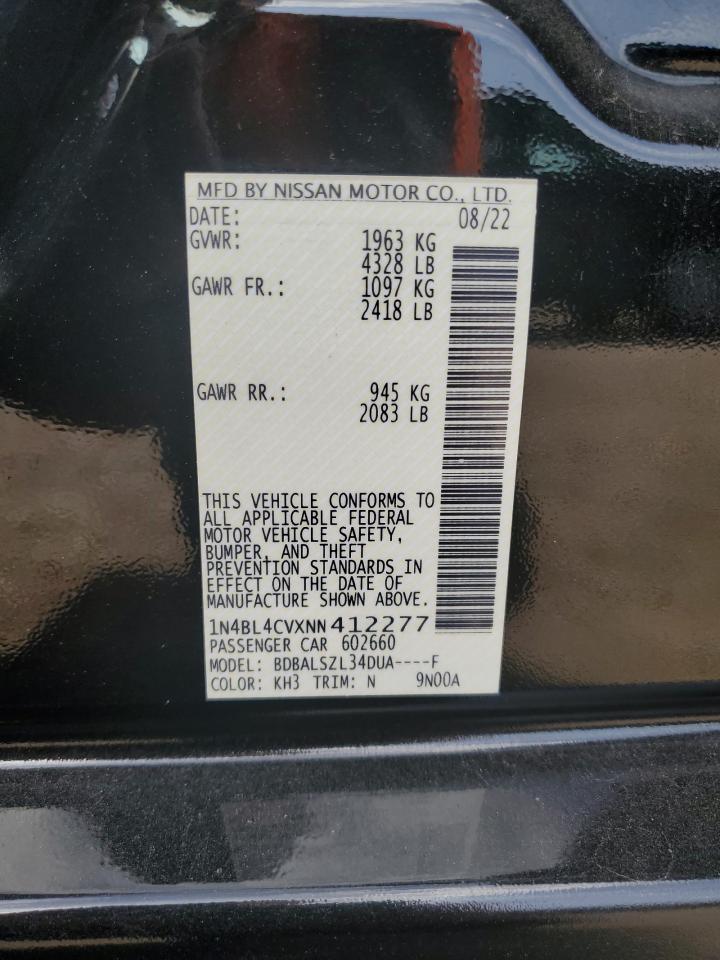 2022 Nissan Altima Sr VIN: 1N4BL4CVXNN412277 Lot: 70372625