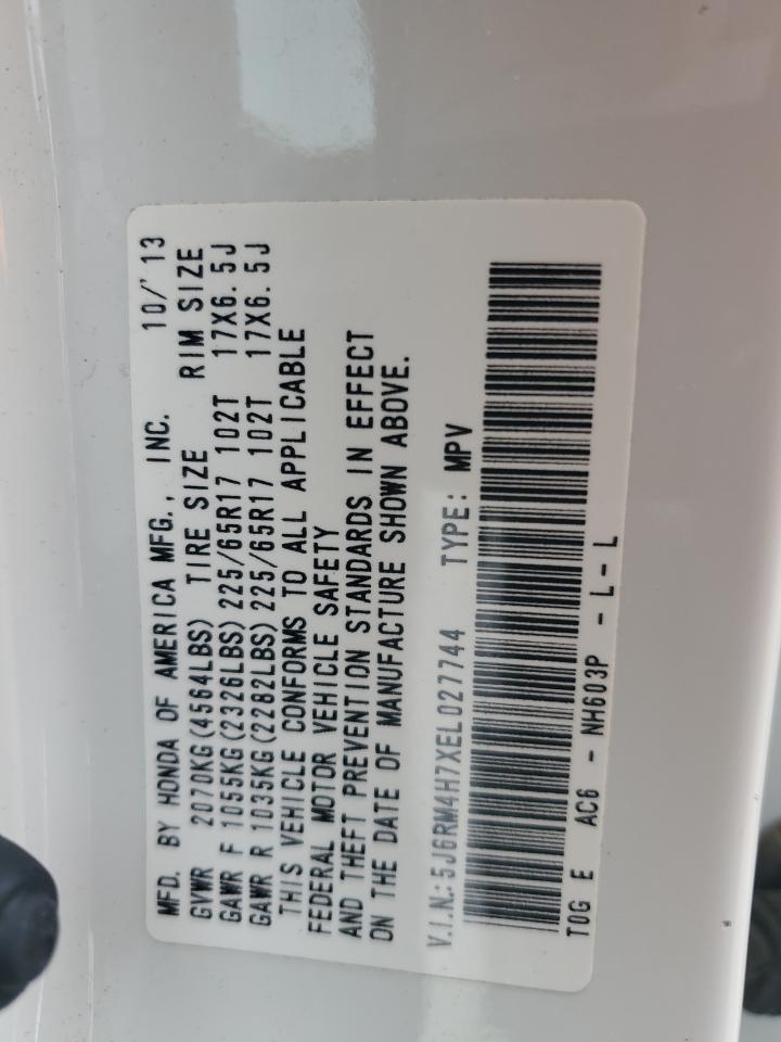 2014 Honda Cr-V Exl VIN: 5J6RM4H7XEL027744 Lot: 69080495