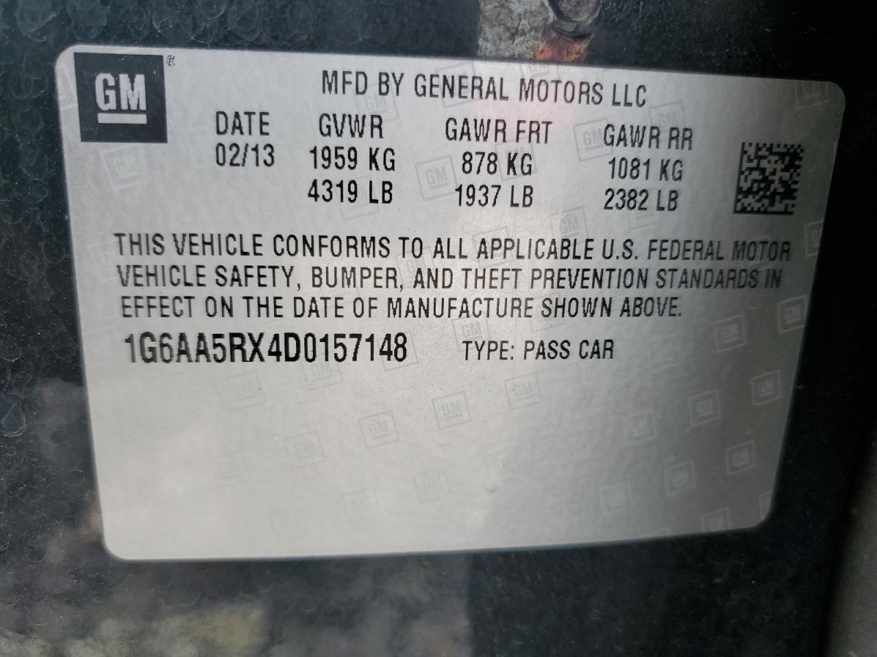 2013 Cadillac Ats VIN: 1G6AA5RX4D0157148 Lot: 68483825