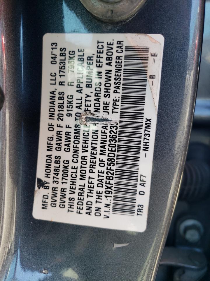 2013 Honda Civic Lx VIN: 19XFB2F58DE036230 Lot: 68396045