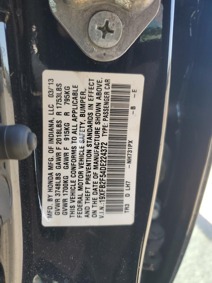 2013 Honda Civic Lx VIN: 19XFB2F54DE224372 Lot: 70652665