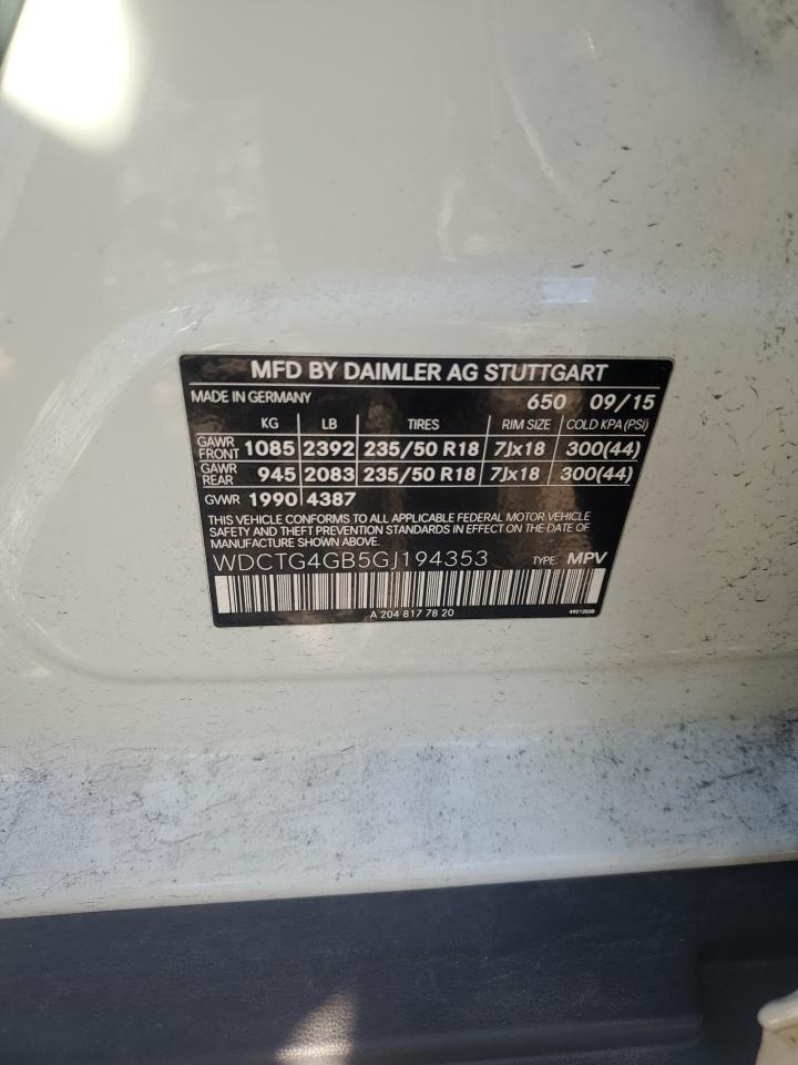 2016 Mercedes-Benz Gla 250 4Matic VIN: WDCTG4GB5GJ194353 Lot: 71061455