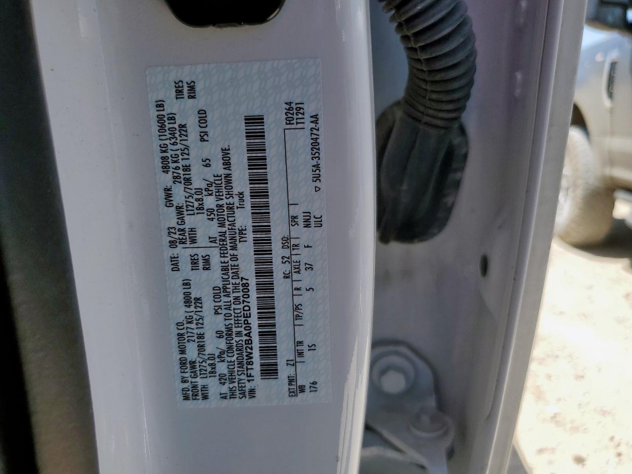 2023 Ford F250 Super Duty VIN: 1FT8W2BA0PED70087 Lot: 70687125