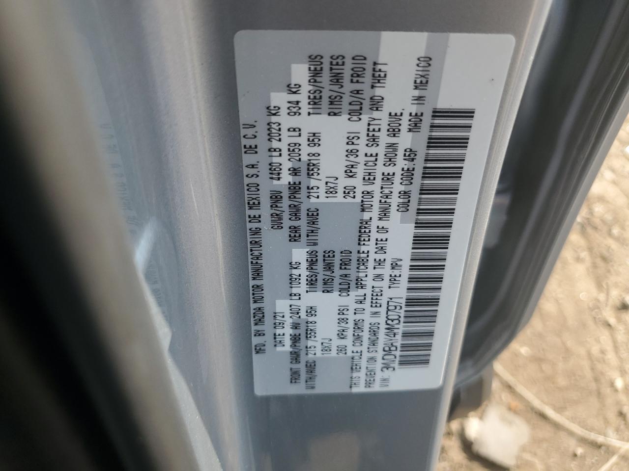 2021 Mazda Cx-30 VIN: 3MVDMBAY4MM307971 Lot: 68739365