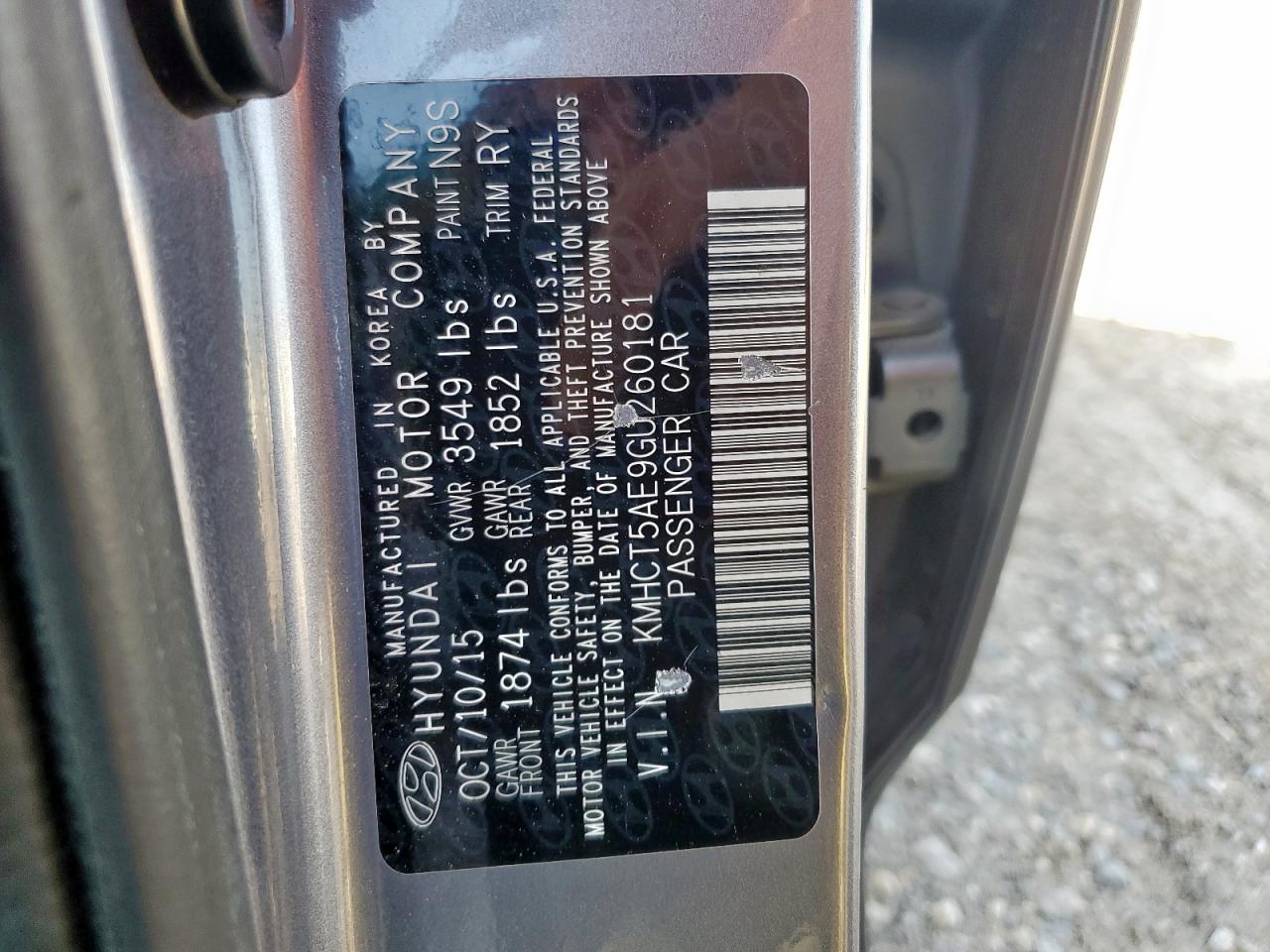 2016 Hyundai Accent Se VIN: KMHCT5AE9GU260181 Lot: 69030165