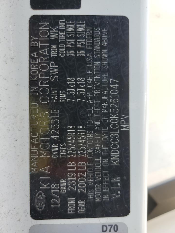 2019 Kia Niro Ex VIN: KNDCC3LC0K5261047 Lot: 68448335