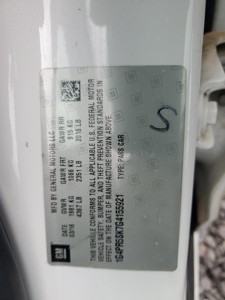 2016 Buick Verano Convenience VIN: 1G4PR5SK7G4155921 Lot: 68862075