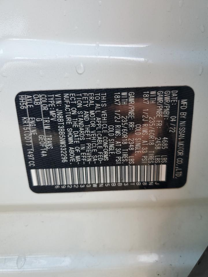 2022 Nissan Rogue Sv VIN: JN8BT3BB5NW332296 Lot: 70147305
