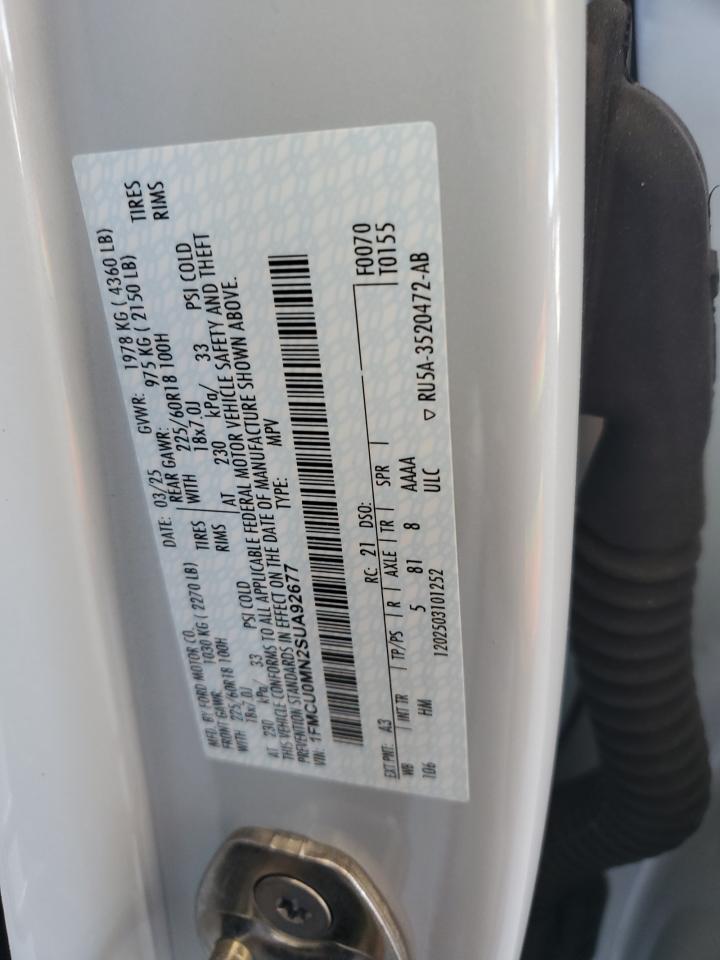2025 Ford Escape St Line VIN: 1FMCU0MN2SUA92677 Lot: 70495785