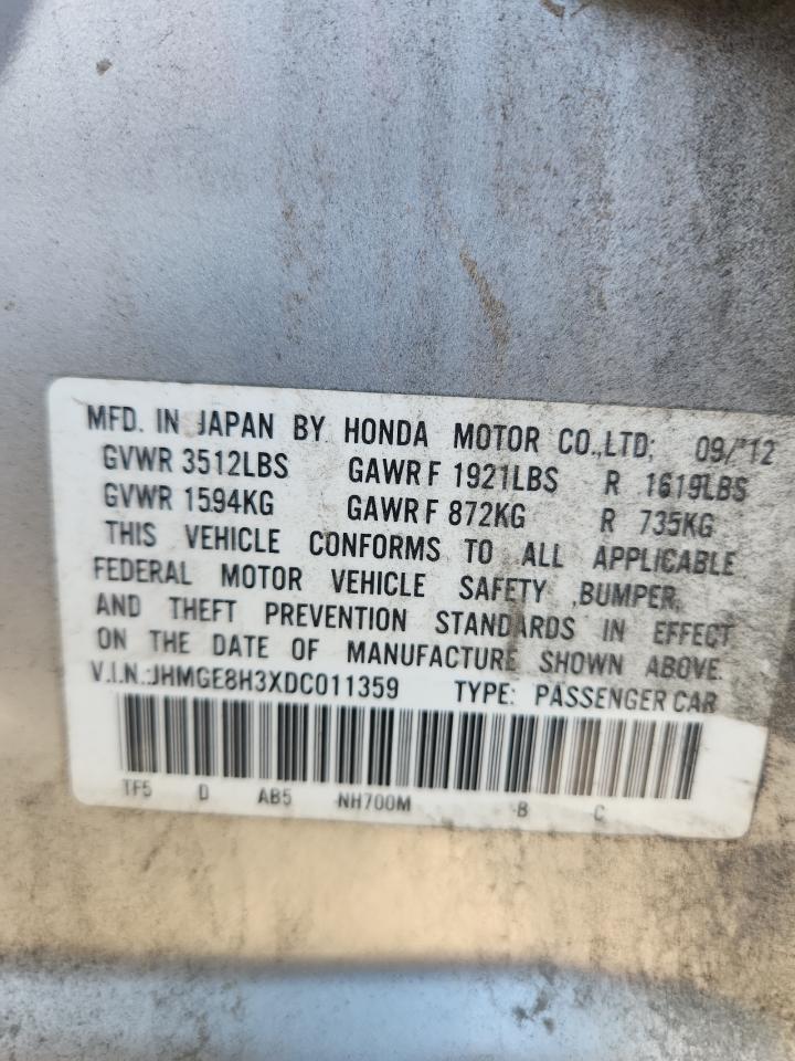 2013 Honda Fit VIN: JHMGE8H3XDC011359 Lot: 69690115