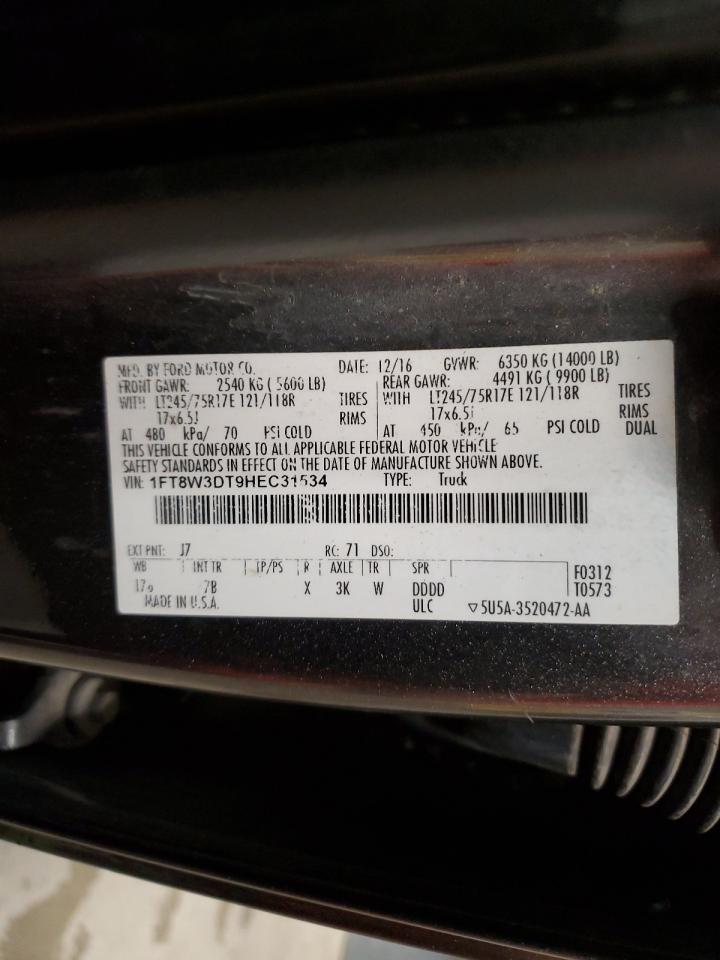 2017 Ford F350 Super Duty VIN: 1FT8W3DT9HEC31534 Lot: 65359965