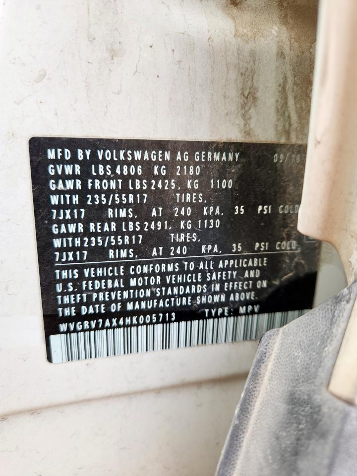 2017 Volkswagen Tiguan Wolfsburg VIN: WVGRV7AX4HK005713 Lot: 70909225