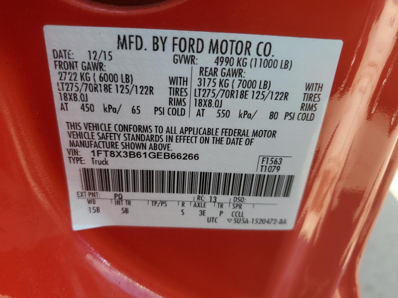 2016 Ford F350 Super Duty VIN: 1FT8X3B61GEB66266 Lot: 68445625