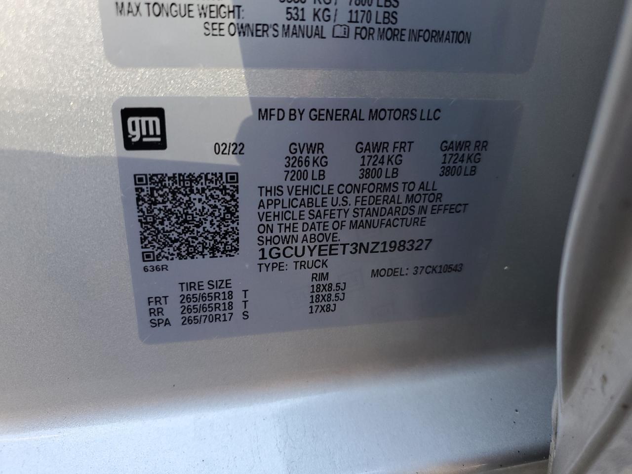 2022 Chevrolet Silverado Ltd K1500 Rst VIN: 1GCUYEET3NZ198327 Lot: 69552415