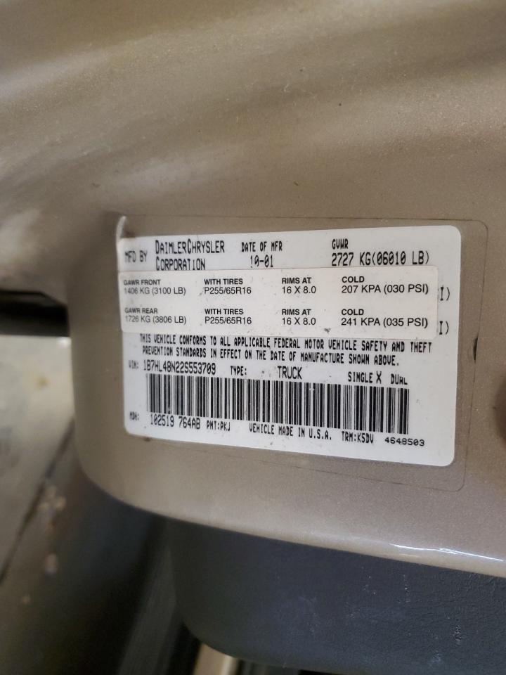 2002 Dodge Dakota Quad Slt VIN: 1B7HL48N22S553709 Lot: 67947795