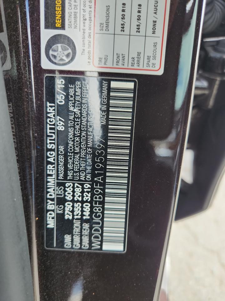 2015 Mercedes-Benz S 550 4Matic VIN: WDDUG8FB9FA195397 Lot: 70016905