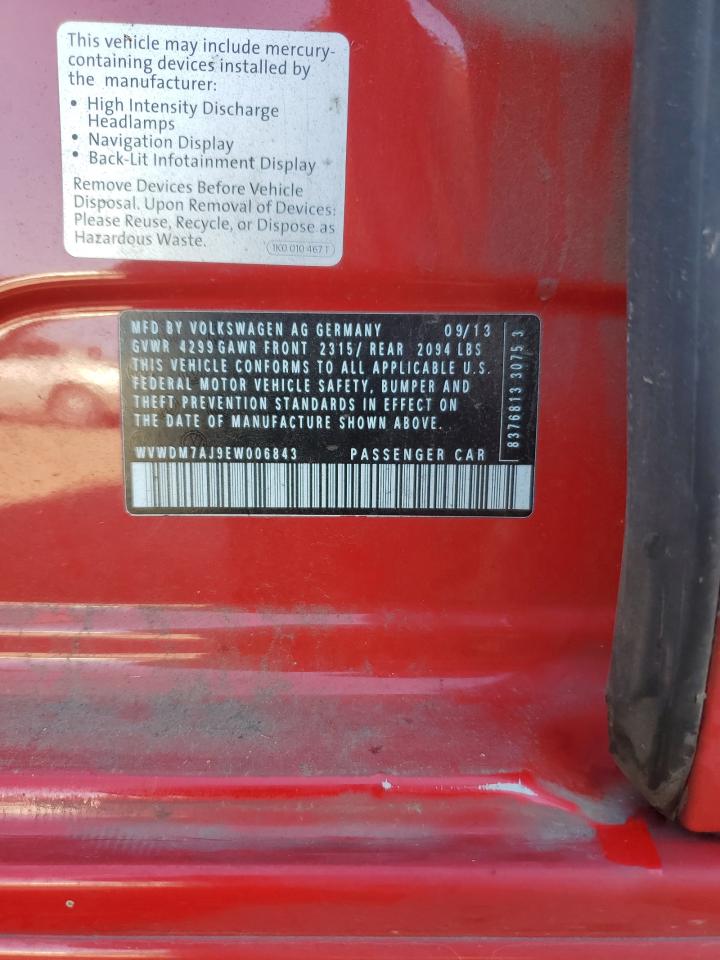 2014 Volkswagen Golf VIN: WVWDM7AJ9EW006843 Lot: 68672915