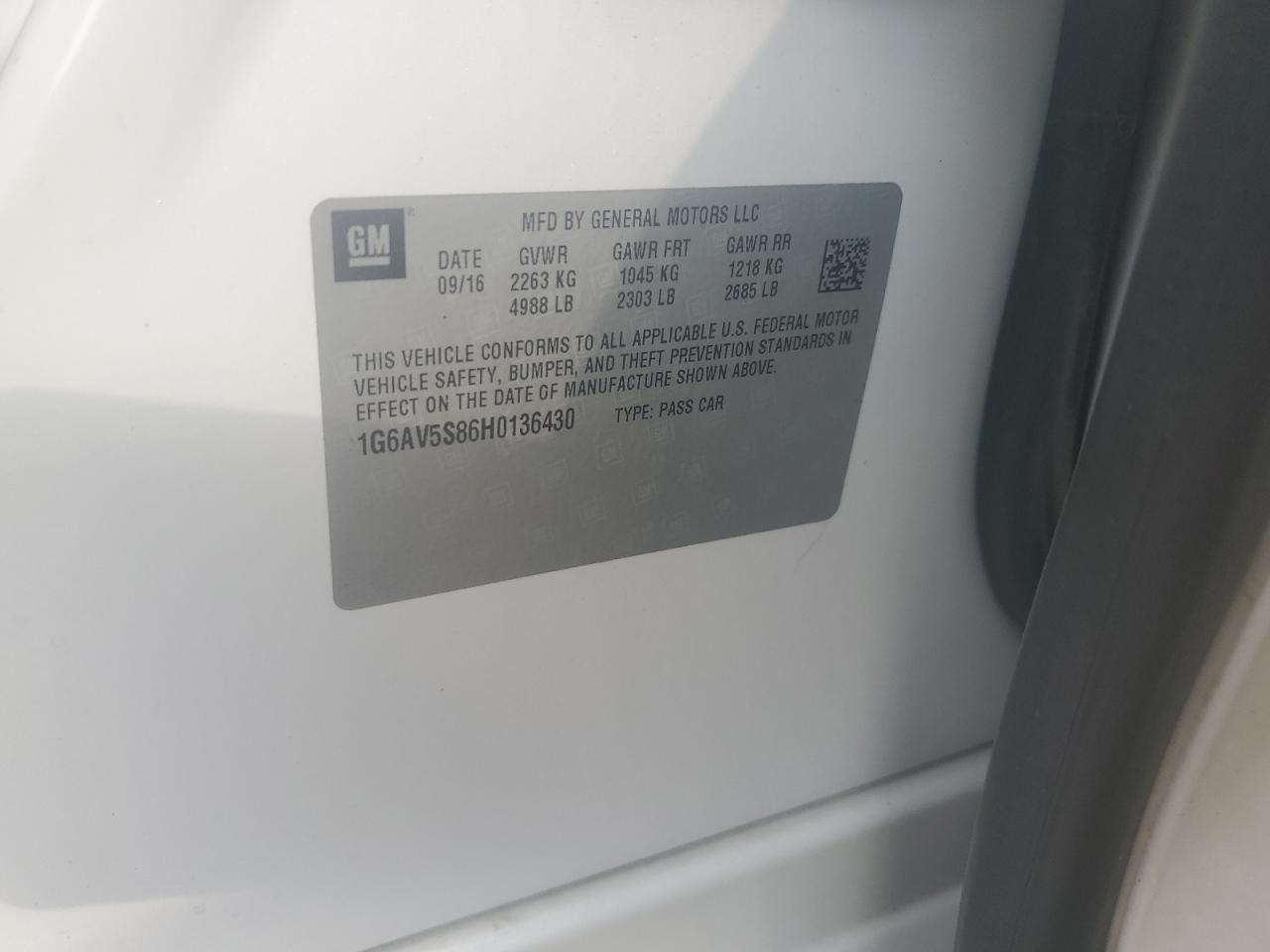 2017 Cadillac Cts Vsport Premium Luxury VIN: 1G6AV5S86H0136430 Lot: 68338405