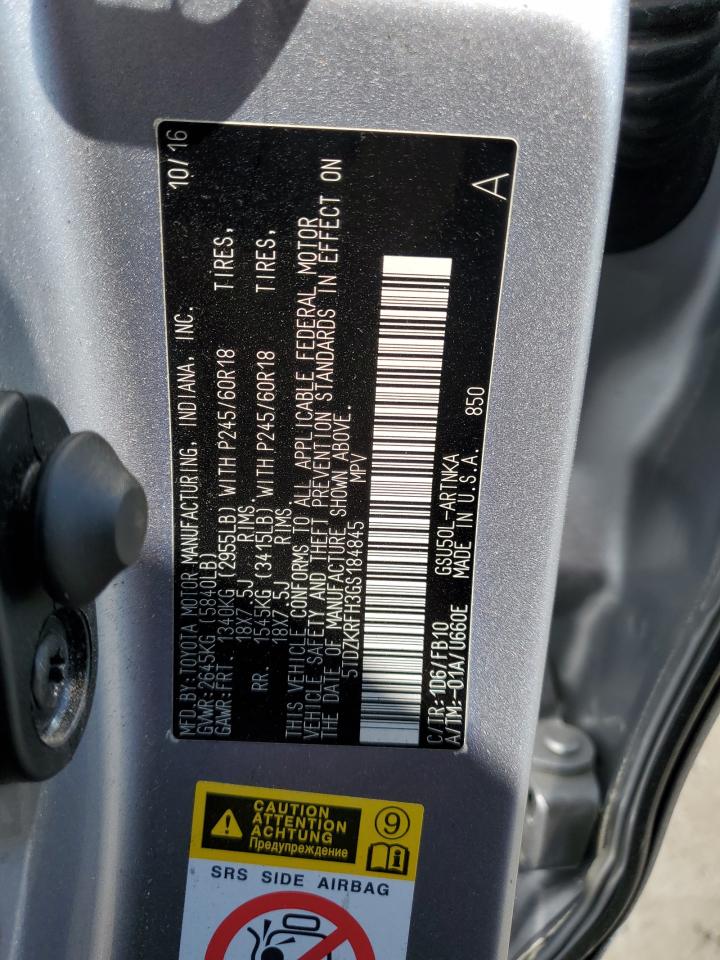 2016 Toyota Highlander Le VIN: 5TDZKRFH3GS184845 Lot: 68545035