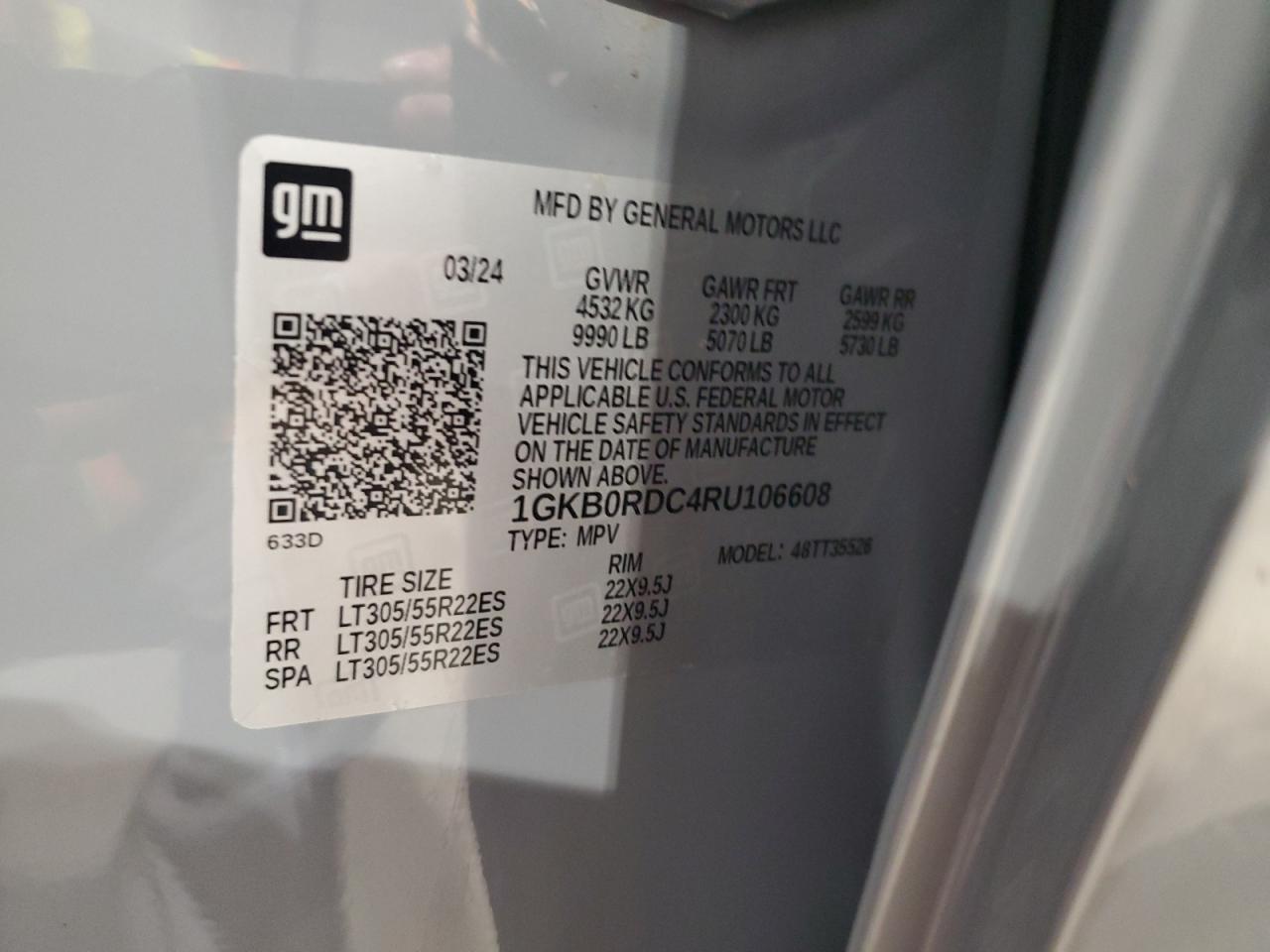 2024 GMC Hummer Suv 3X VIN: 1GKB0RDC4RU106608 Lot: 67714405