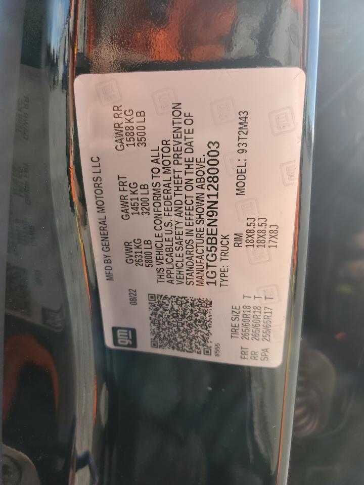 2022 GMC Canyon Elevation VIN: 1GTG5BEN9N1280003 Lot: 69827235