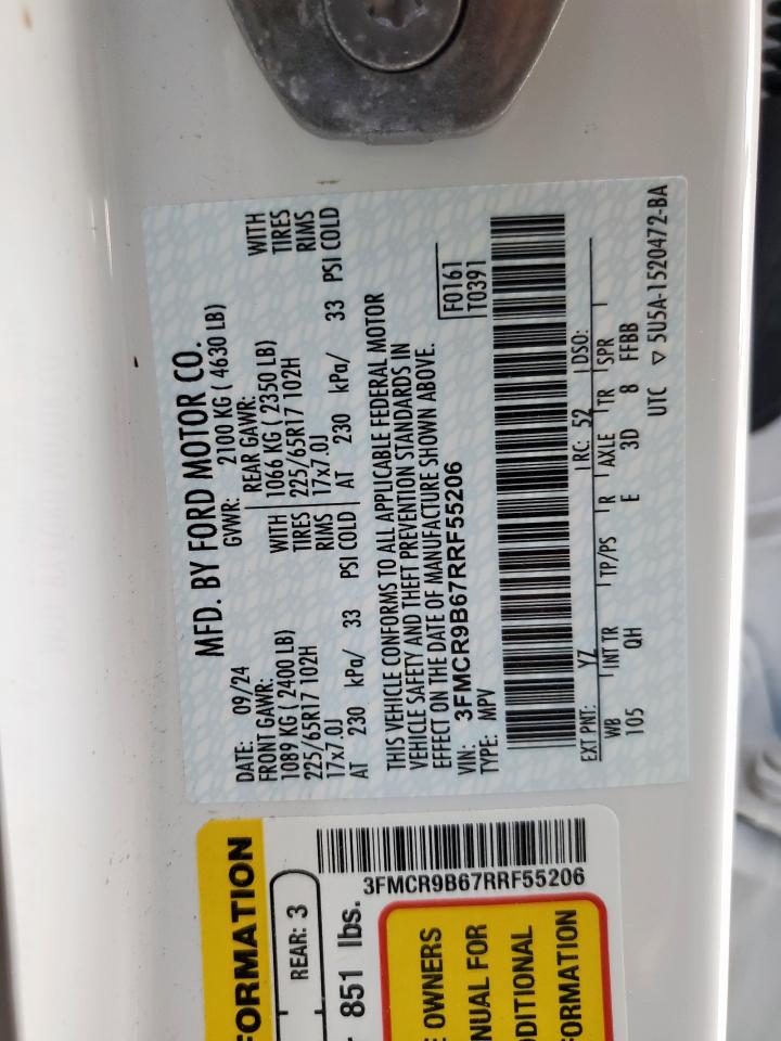 2024 Ford Bronco Sport Big Bend VIN: 3FMCR9B67RRF55206 Lot: 68113605