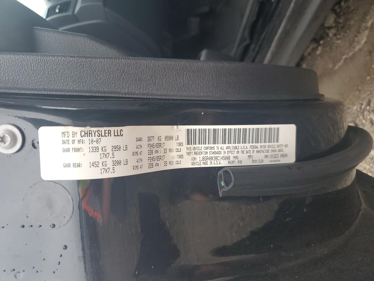 2008 Jeep Grand Cherokee Laredo VIN: 1J8GR48K98C145008 Lot: 67092935