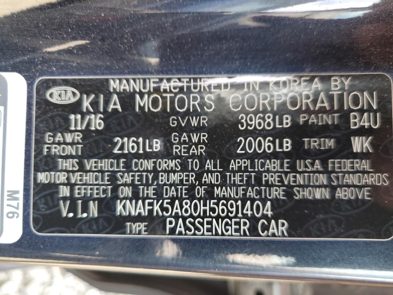 2017 Kia Forte Lx VIN: KNAFK5A80H5691404 Lot: 70051665