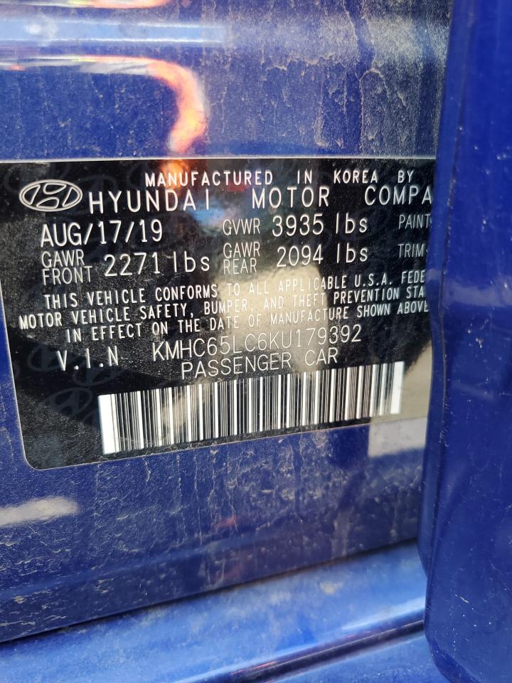 KMHC65LC6KU179392 2019 Hyundai Ioniq Blue