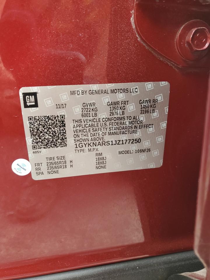 2018 Cadillac Xt5 VIN: 1GYKNARS1JZ177250 Lot: 70042565