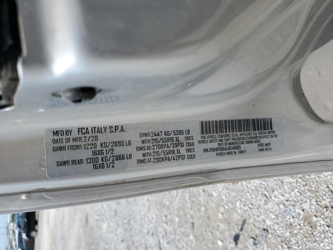 2020 Ram Promaster City Slt VIN: ZFBHRFBB4L6R48805 Lot: 67461775