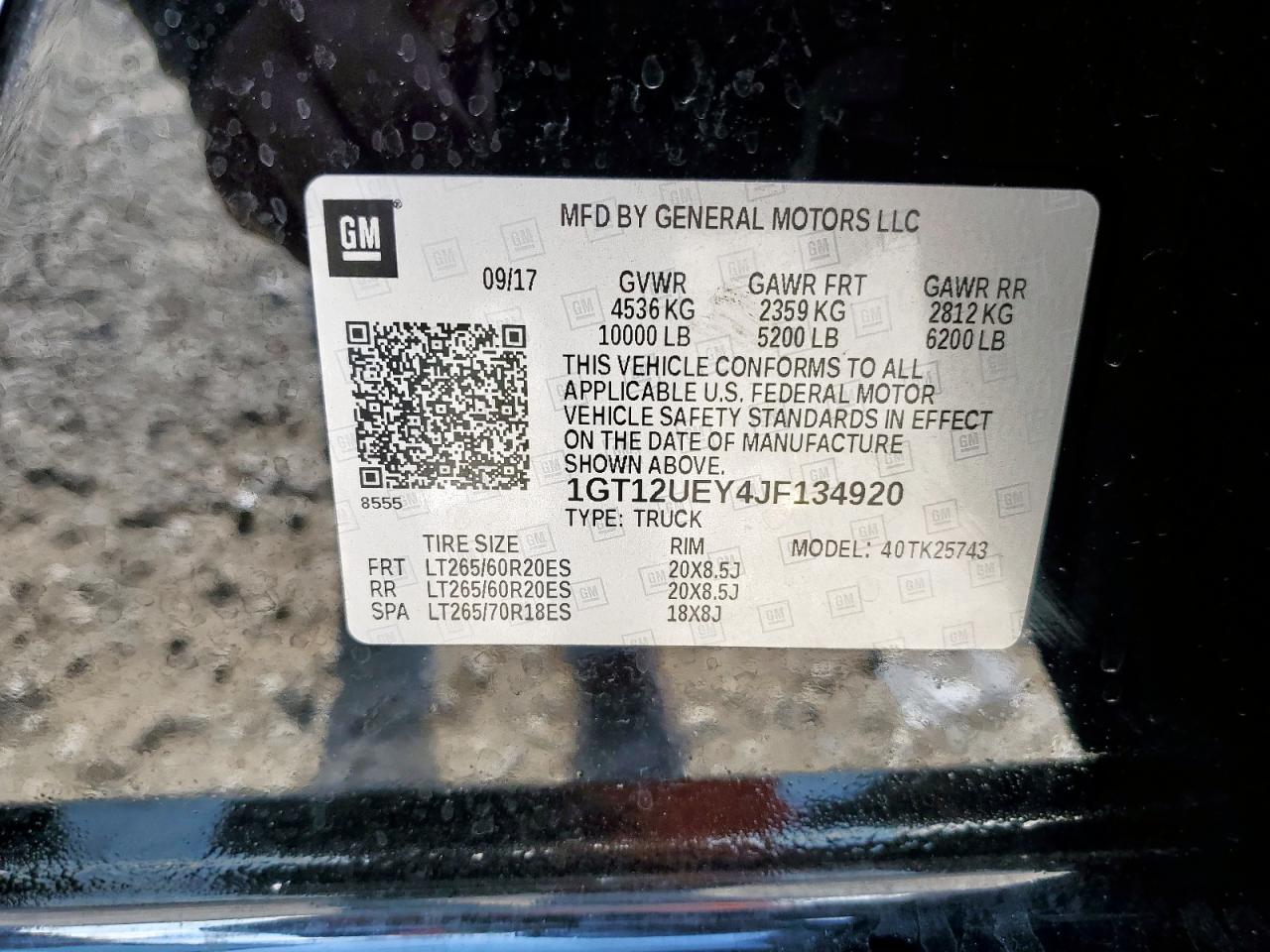 2018 GMC Sierra K2500 Denali VIN: 1GT12UEY4JF134920 Lot: 70595345