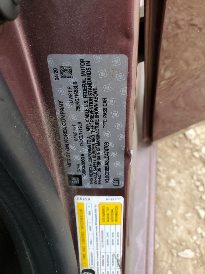 2020 Chevrolet Spark Ls VIN: KL8CB6SA8LC474709 Lot: 69082435