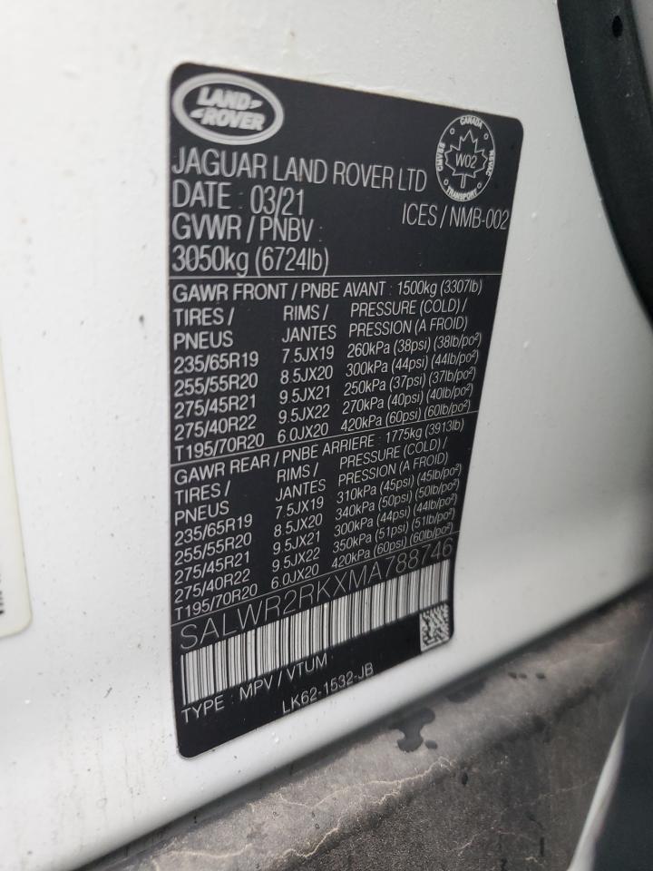 2021 Land Rover Range Rover Sport Hse Silver Edition VIN: SALWR2RKXMA788746 Lot: 66987855