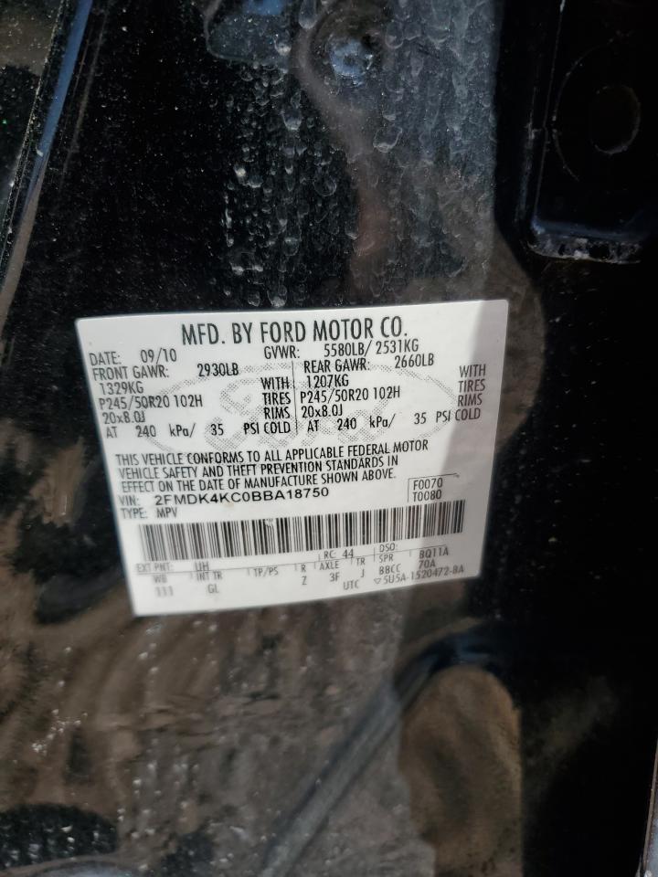 2011 Ford Edge Limited VIN: 2FMDK4KC0BBA18750 Lot: 68049355