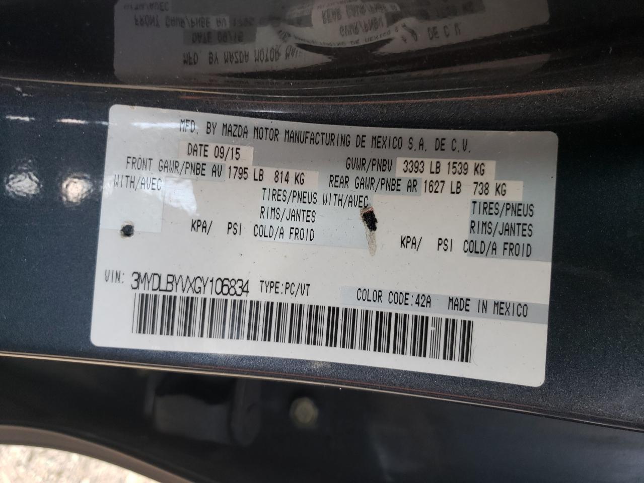 2016 Toyota Yaris VIN: 3MYDLBYVXGY106834 Lot: 69140695